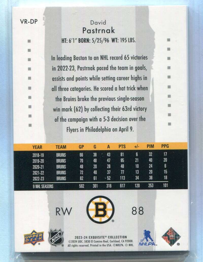 2023-24 Exquisite Collection '09-10 Retro VRDP David Pastrnak 32/299