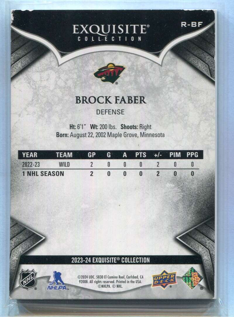 2023-24 Exquisite Collection RBF Brock Faber Rookie 266/399