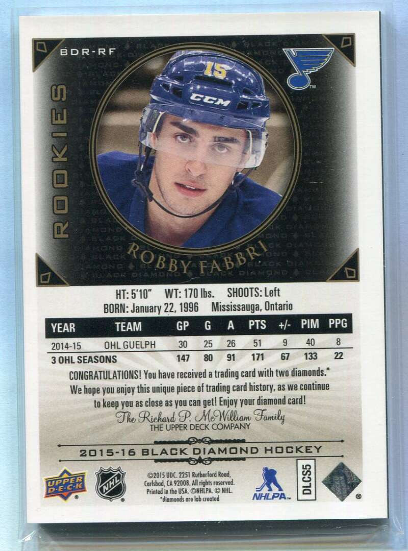 2015-16 Black Diamond BDRRF Robby Fabbri Rookie Dual Diamond Relics 32/99