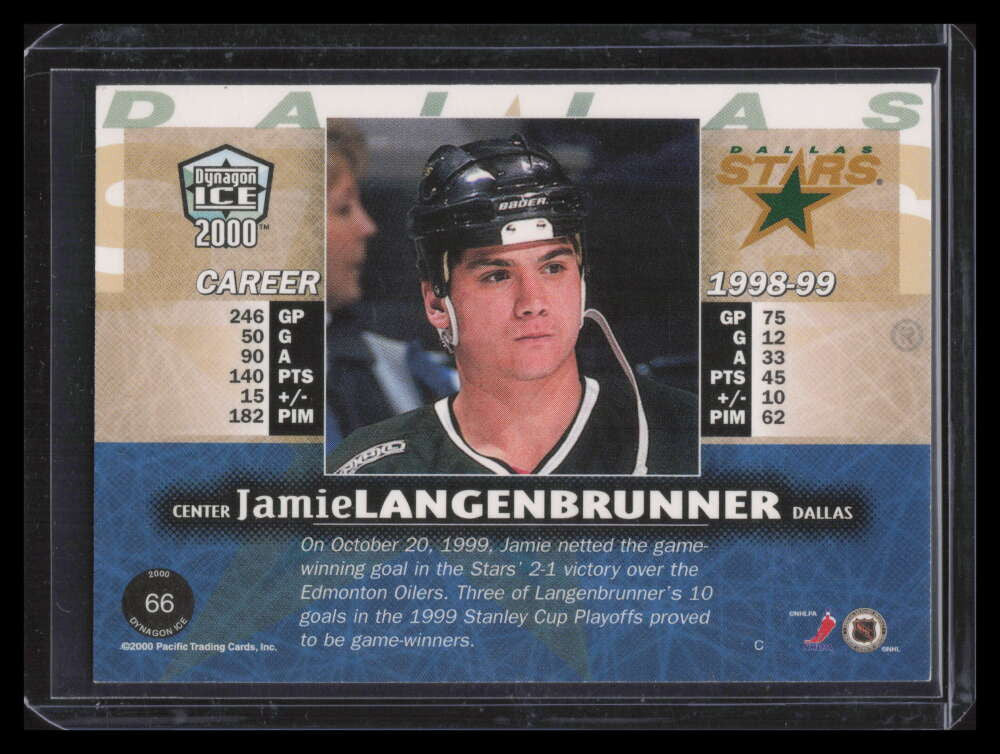 1999-00 Pacific Dynagon Ice Premiere Date 66 Jamie Langenbrunner 13/63