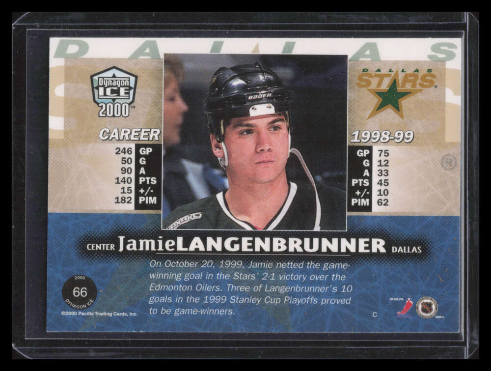1999-00 Pacific Dynagon Ice Blue 66 Jamie Langenbrunner 23/67