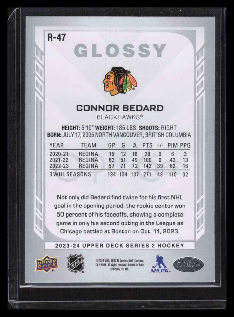 2023-24 Upper Deck OPC Glossy r47 Connor Bedard Rookie
