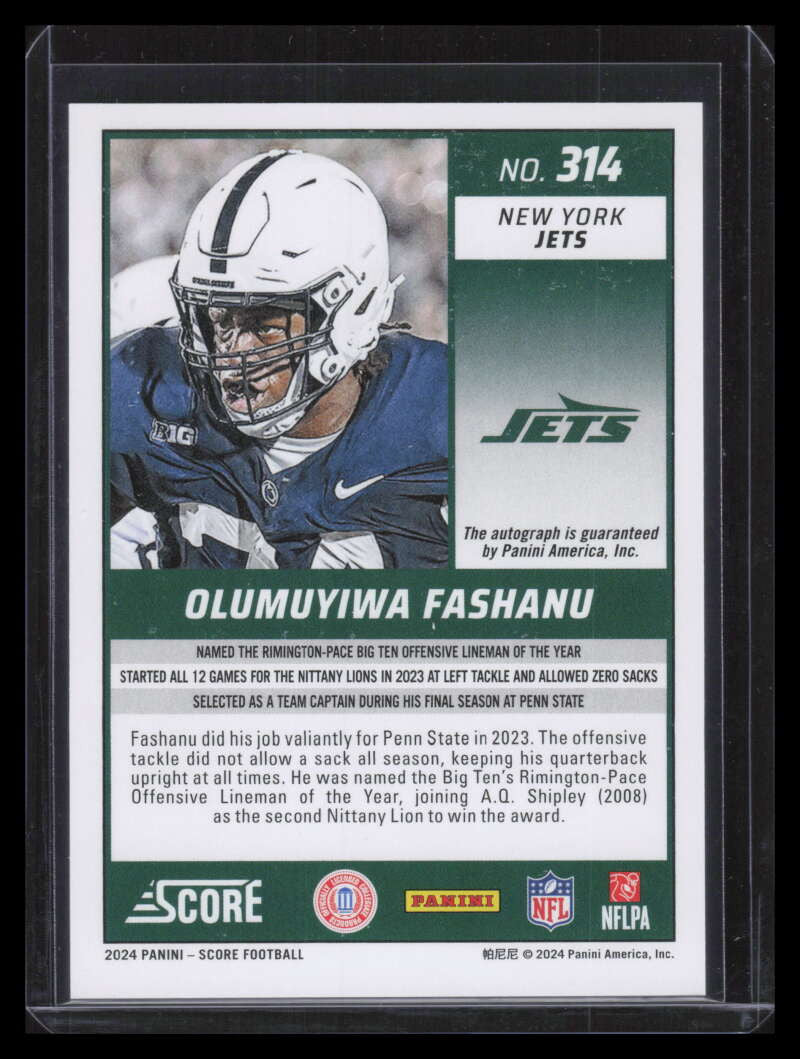 2024 Score Signatures 314 Olumuyiwa Fashanu Rookie Auto