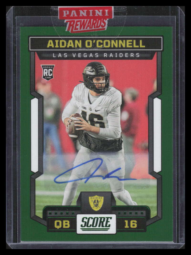 2023 Score Signatures Green 310 Aidan O'Connell Rookie Auto