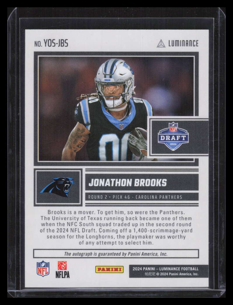 2024 Panini Luminance Year One Signatures 18 Jonathon Brooks Rookie Auto