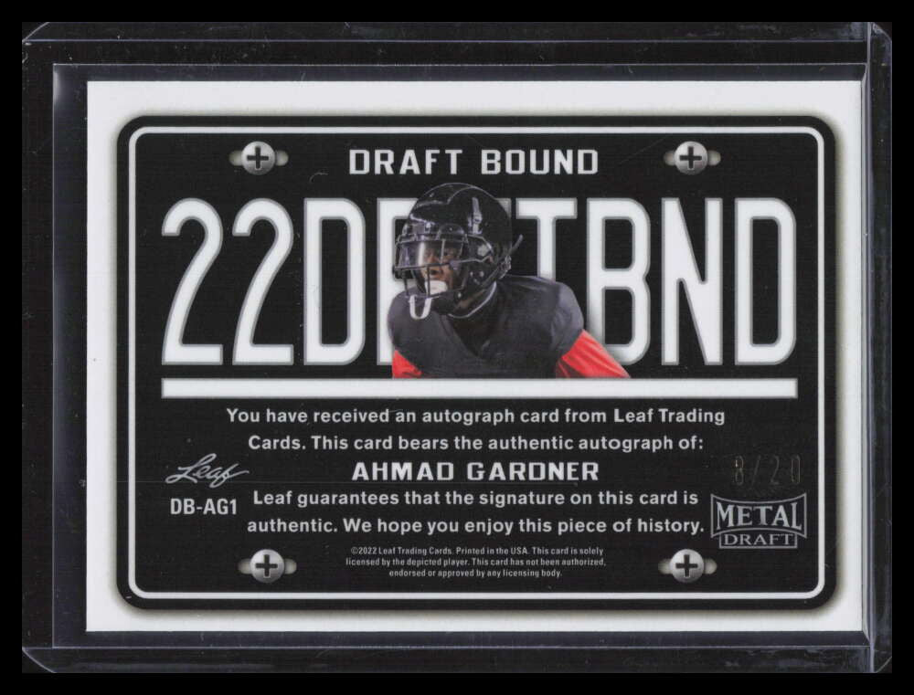 2022 Leaf Metal Bound Prismatic Purple Ahmad Sauce Gardner Rookie Auto 8/20