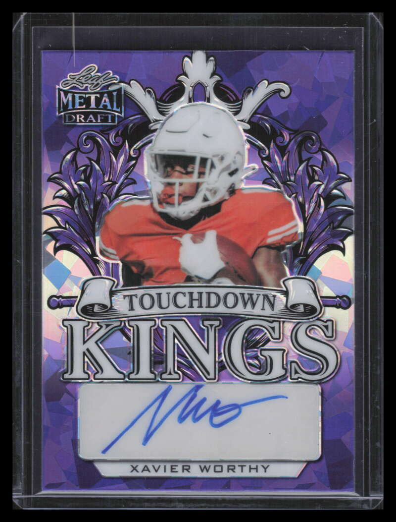 2022 Leaf Metal Touchdown Kings Crystal Purple Xavier Worthy Rookie Auto 12/15
