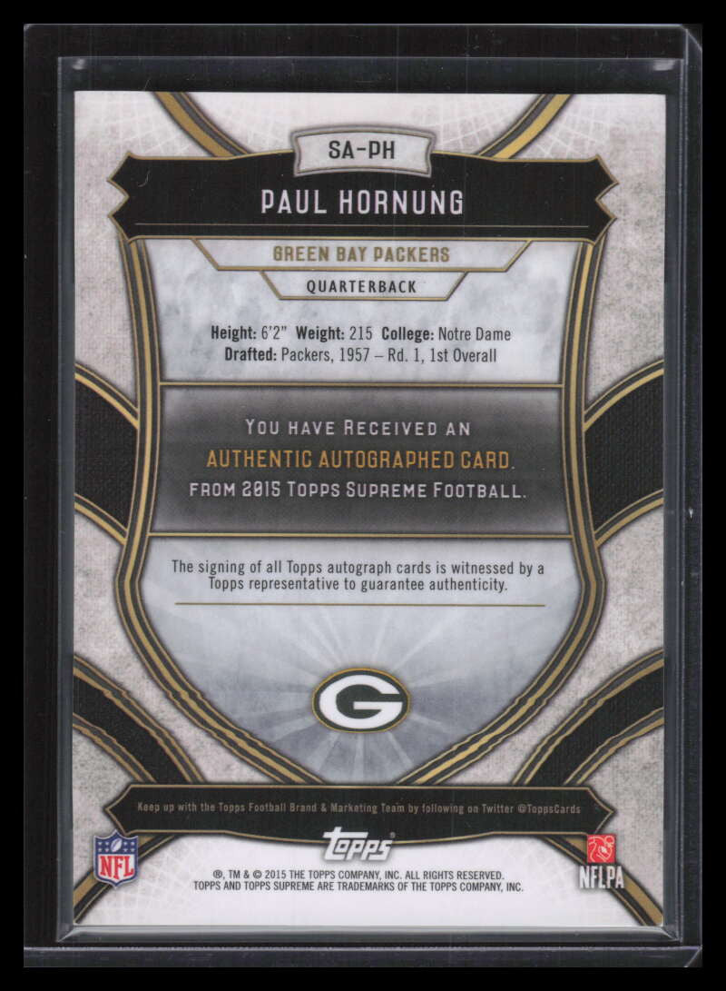 2015 Topps Supreme Autographs SAPH Paul Hornung Auto 17/35