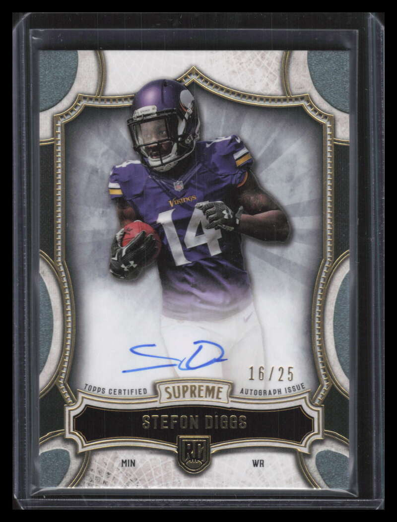 2015 Topps Supreme Rookie Autographs Green SRASD Stefon Diggs Rookie Auto 16/25