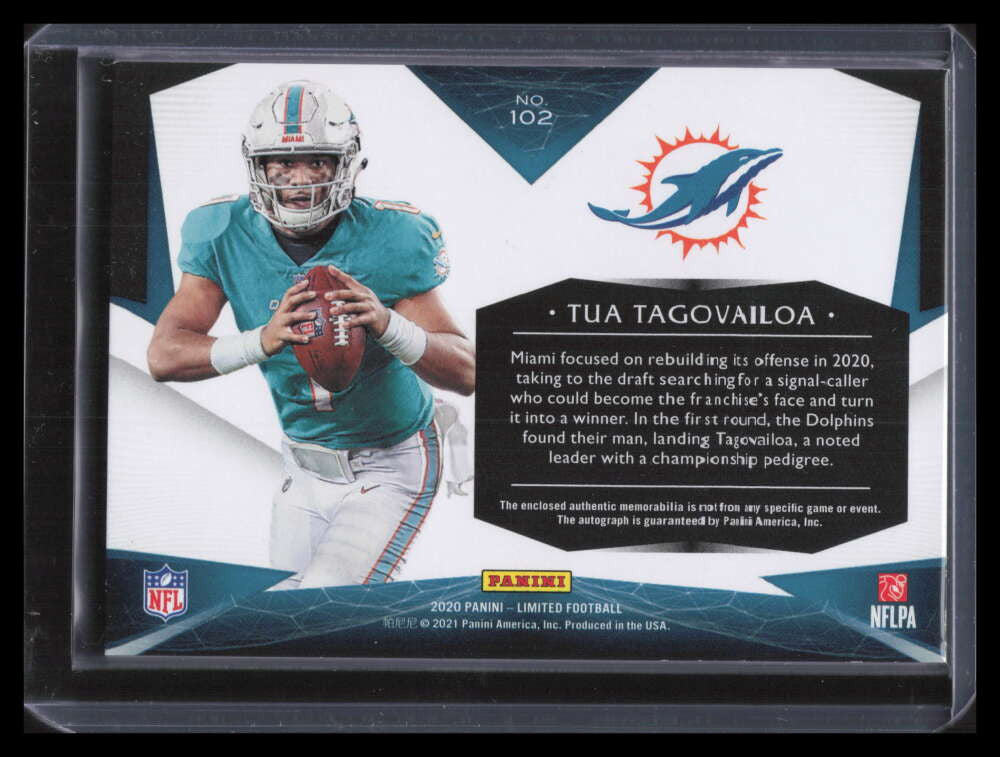 2020 Limited Amethyst Spotlight 102 Tua Tagovailoa Rookie Patch Auto 7/25