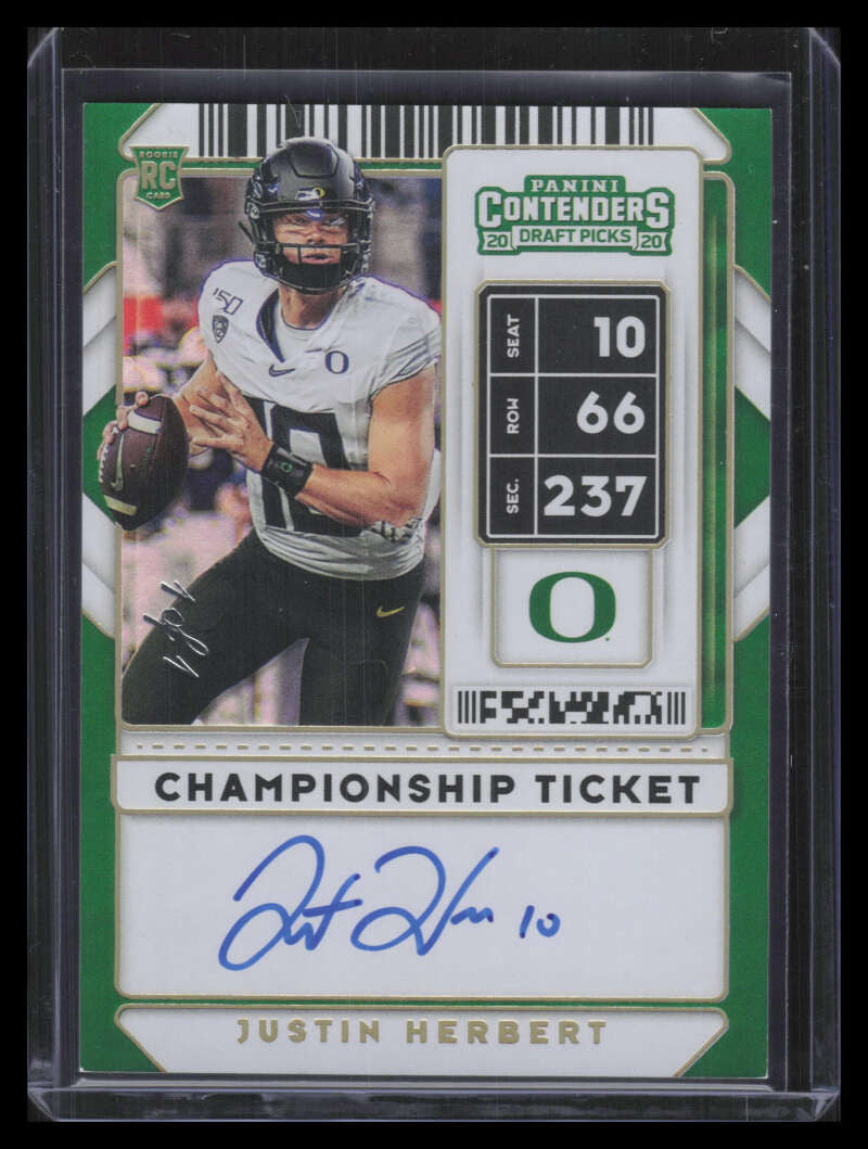 2020 Panini Contenders Draft Championship Ticket 104 Justin Herbert RC Auto 1/1