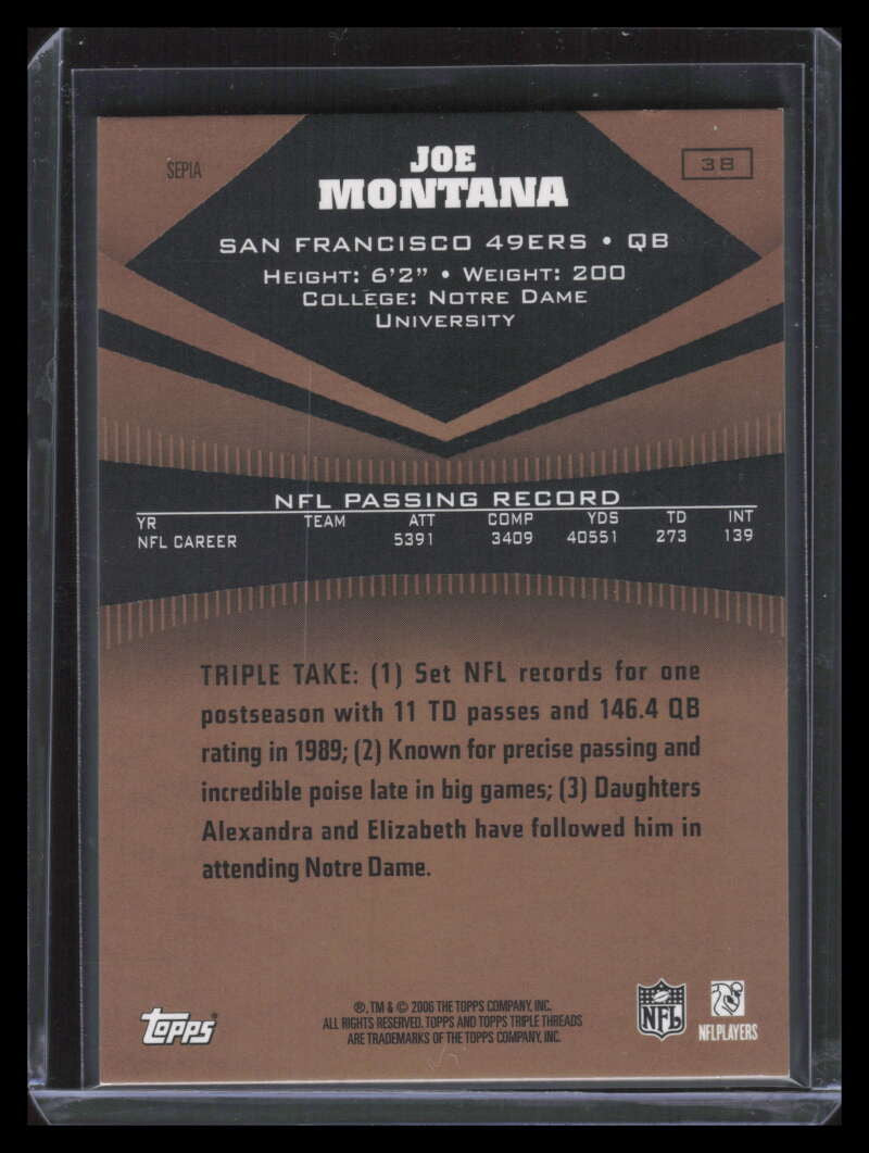 2006 Topps Triple Threads Sepia 38 Joe Montana 354/499