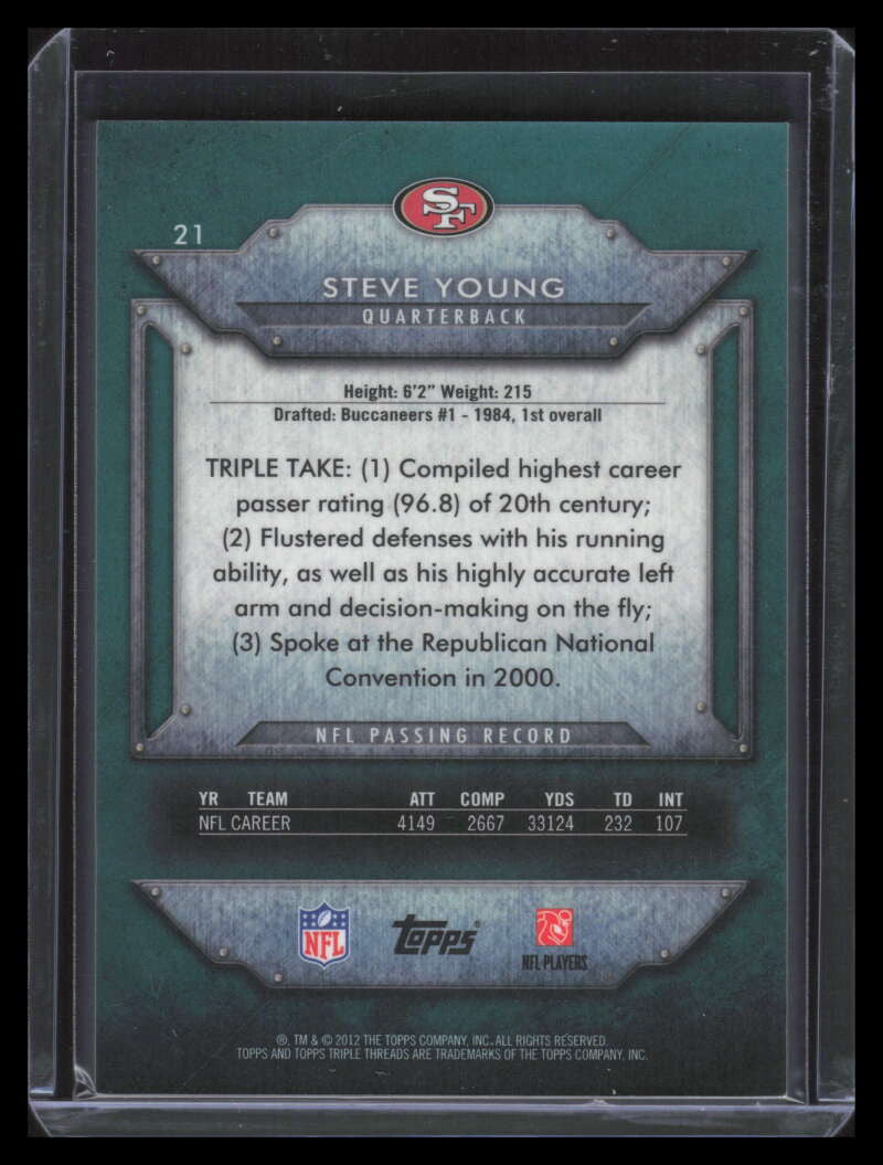 2012 Topps Triple Threads Emerald 21 Steve Young 158/170