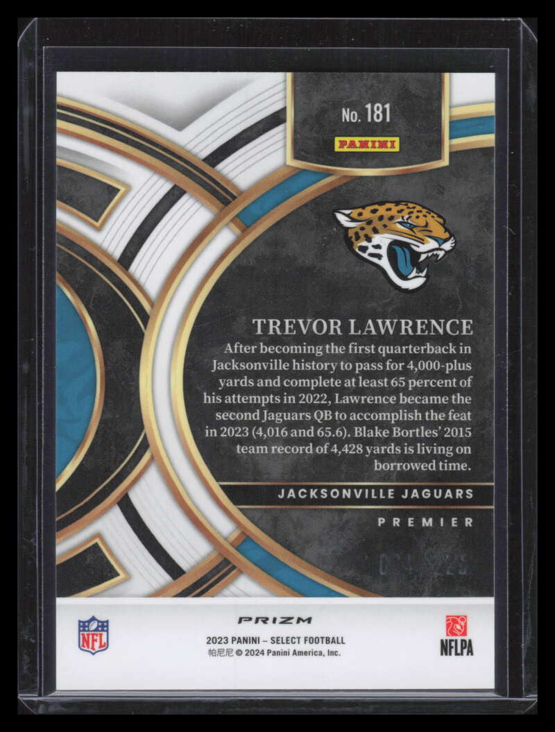 2023 Select Prizm Tri Color 181 Trevor Lawrence 64/225 Premier