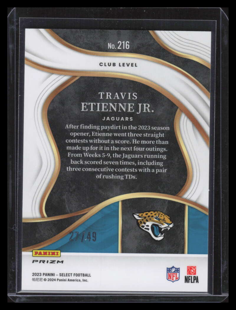 2023 Select Prizm Red Refractor 216 Travis Etienne Jr. 27/49 Club Level