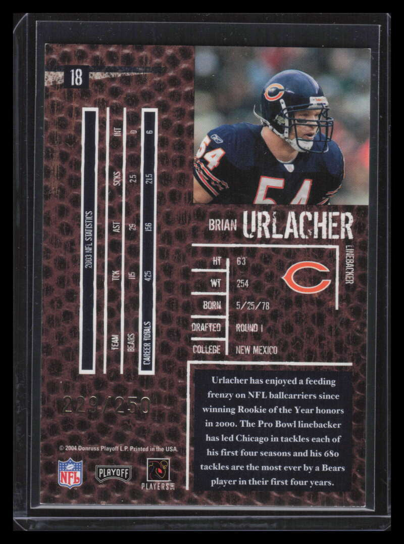 2004 Playoff Hogg Heaven Hogg Wild 18 Brian Urlacher 229/250