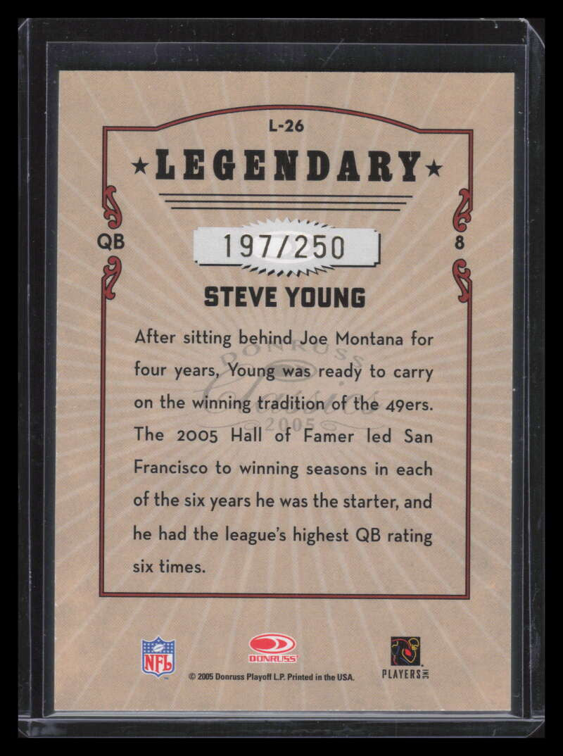2005 Donruss Classics Legendary Players Gold 26 Steve Young 197/250