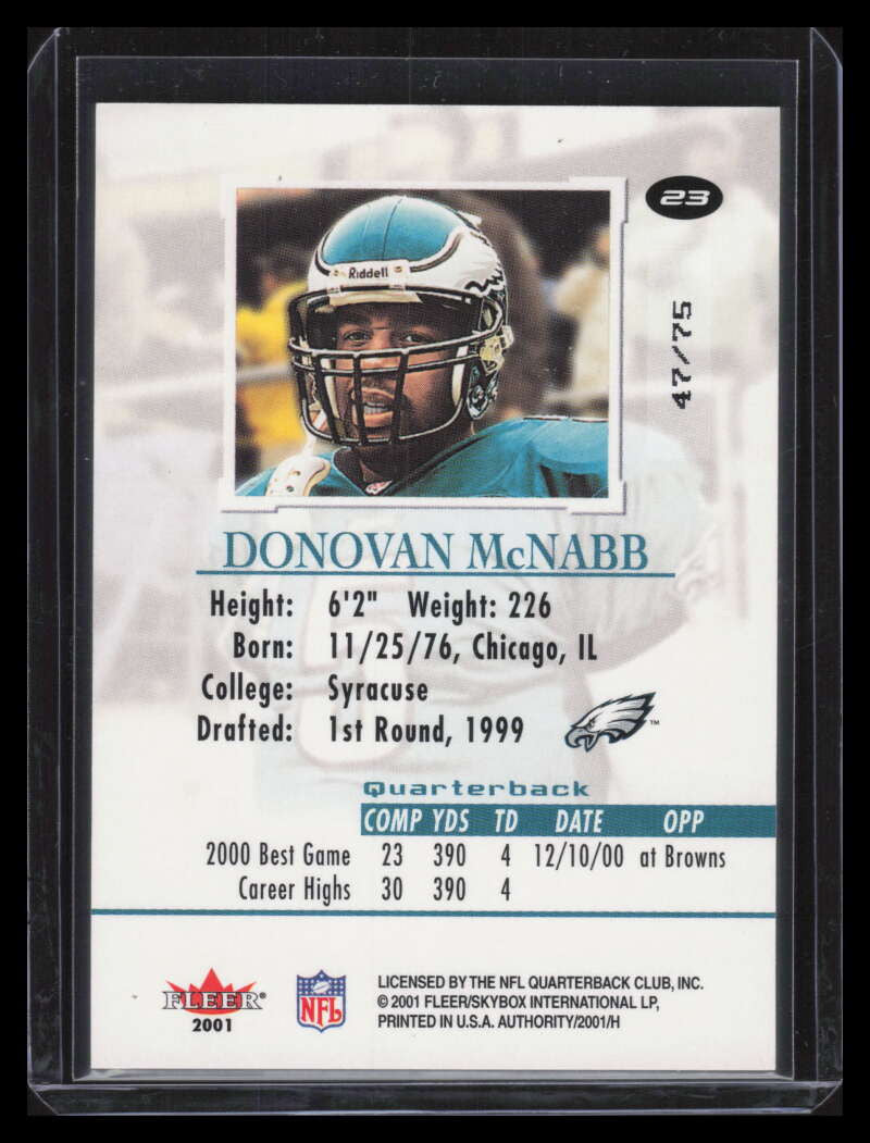 2001 Fleer Authority Prominence 75 23 Donovan McNabb 47/75