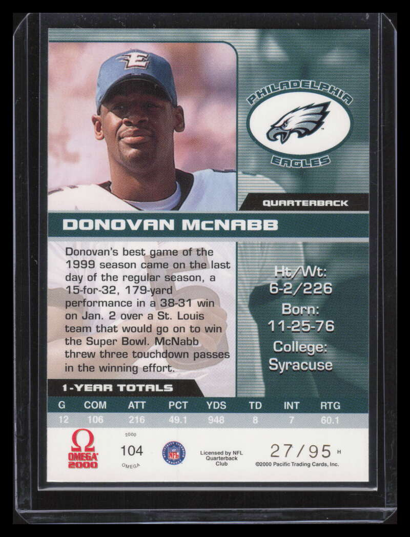 2000 Pacific Omega Gold 104 Donovan McNabb 27/95