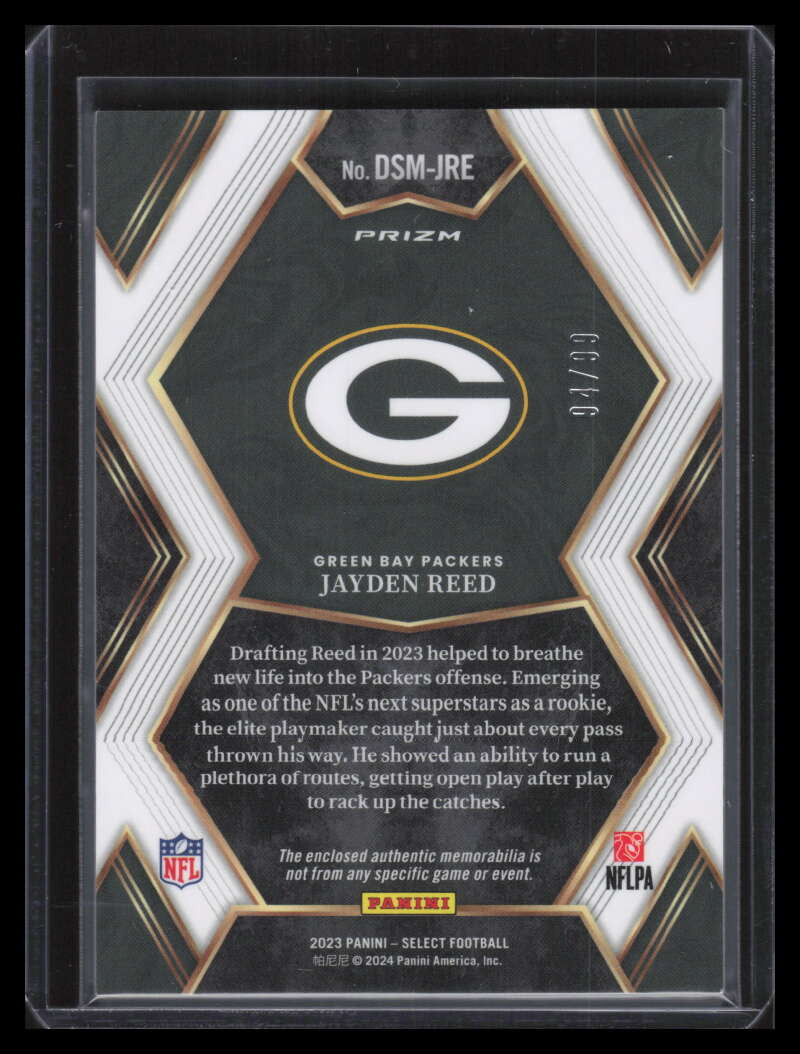 2023 Select Draft Selections Memorabilia Prizm Jayden Reed Rookie Jersey 94/99
