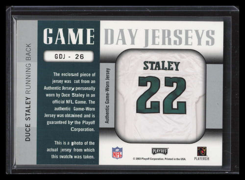 2003 Playoff Prestige Game Day Jerseys gdj26 Duce Staley Patch