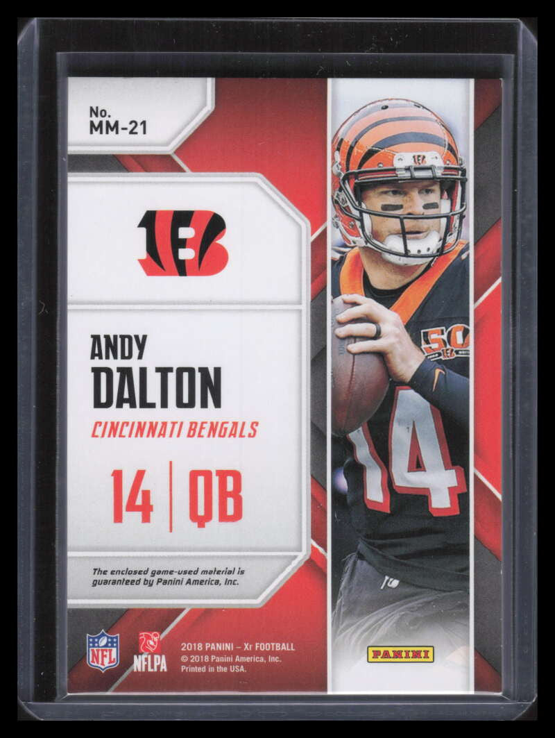 2018 Panini XR Maximal Materials Orange 21 Andy Dalton Jumbo Patch 8/10