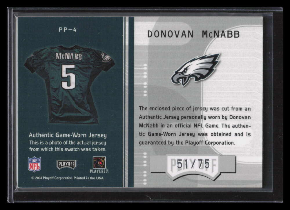 2003 Playoff Honors Patches pp4 Donovan McNabb Patch 51/75