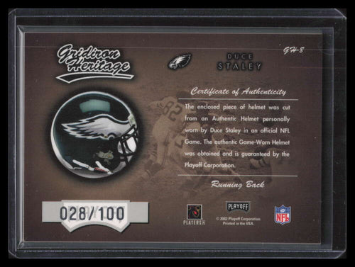 2002 Playoff Heritage Gridiron Heritage Helmets gh8 Duce Staley Helmet 28/100
