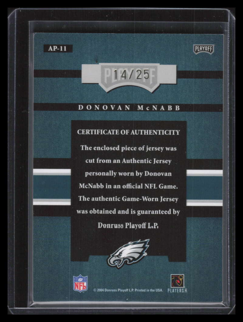 2004 Absolute Memorabilia Absolute Patches ap11 Donovan McNabb Jumbo Patch 14/25