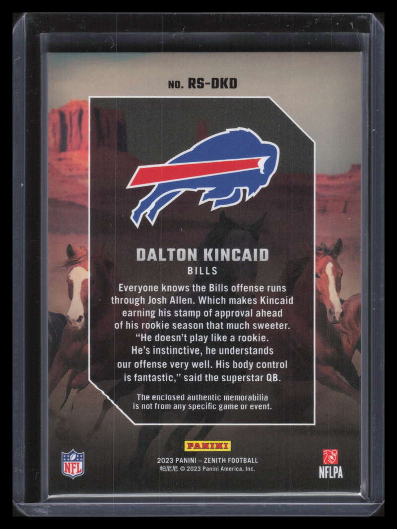 2023 Zenith Rookie Stallions Jerseys Prime 8 Dalton Kincaid Rookie Patch 39/50