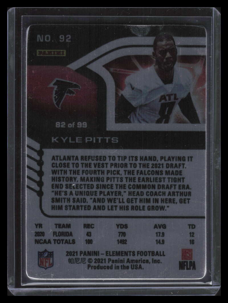 2021 Panini Elements 92 Kyle Pitts Rookie 82/99