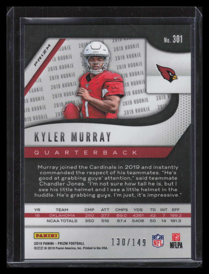 2019 Panini Prizm Prizms Red Wave Refractor 301 Kyler Murray Rookie 130/149