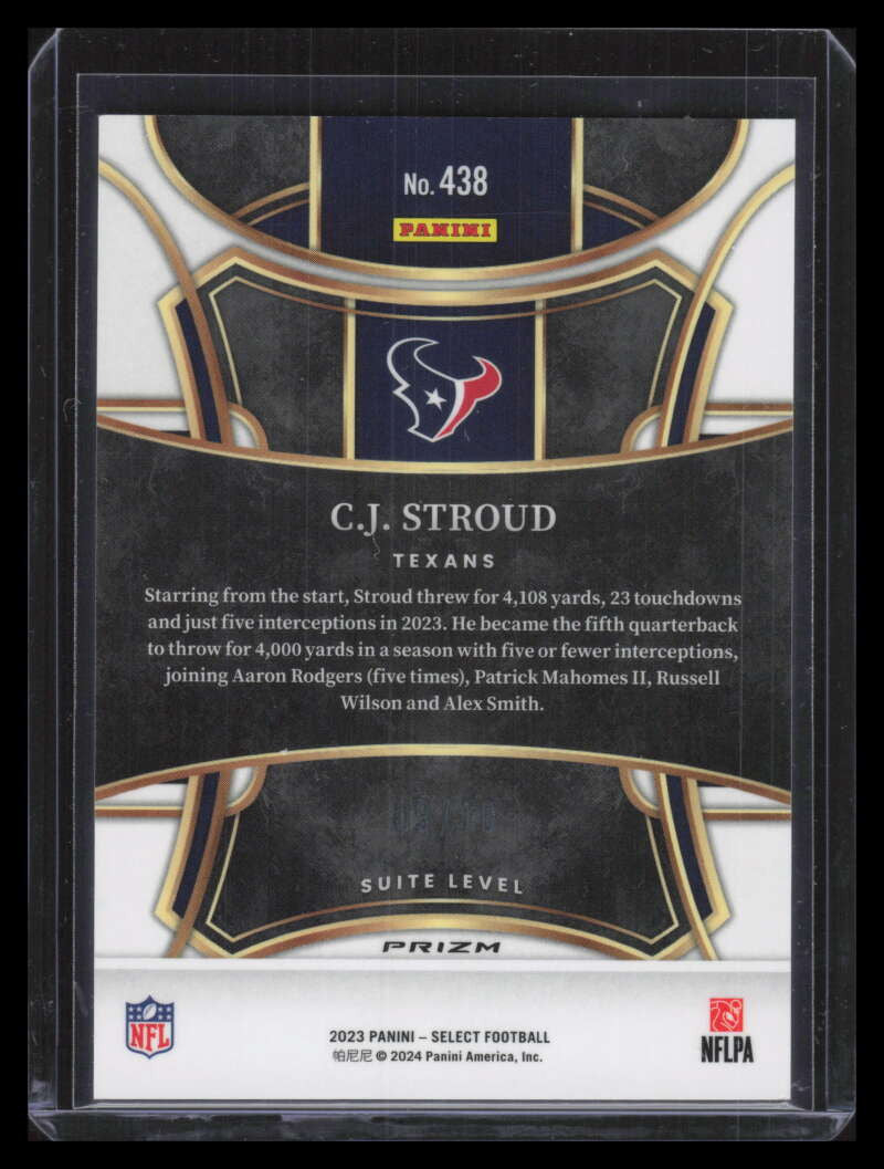 2023 Select Prizm Gold Refractor 438 CJ Stroud Rookie 9/10 Suite Level
