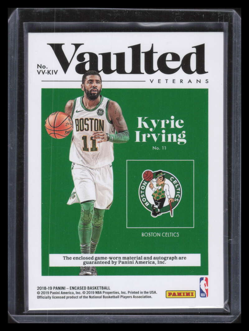 2018-19 Panini Encased Vaulted Veteran Signatures Kyrie Irving Jersey Auto 35/35