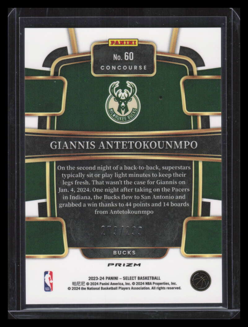 2023-24 Select Prizms Light Blue Refractor 60 Giannis Antetokounmpo 273/299