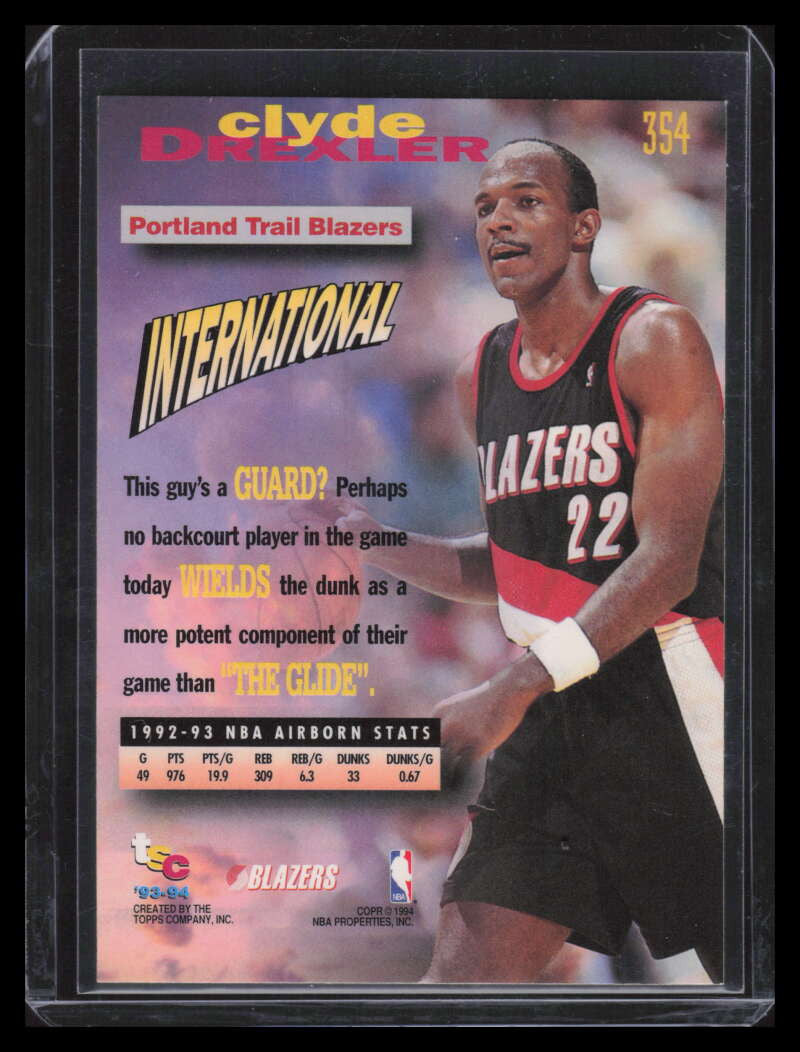 1993-94 Stadium Club First Day Issue 354 Clyde Drexler FF /1000 Frequent Flyers