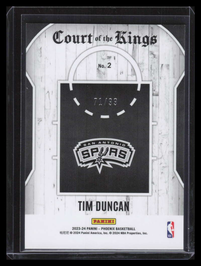2023-24 Panini Phoenix Court of the Kings Pink 2 Tim Duncan 71/99