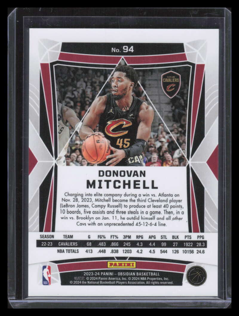 2023-24 Panini Obsidian Electric Etch Neon Flood 94 Donovan Mitchell