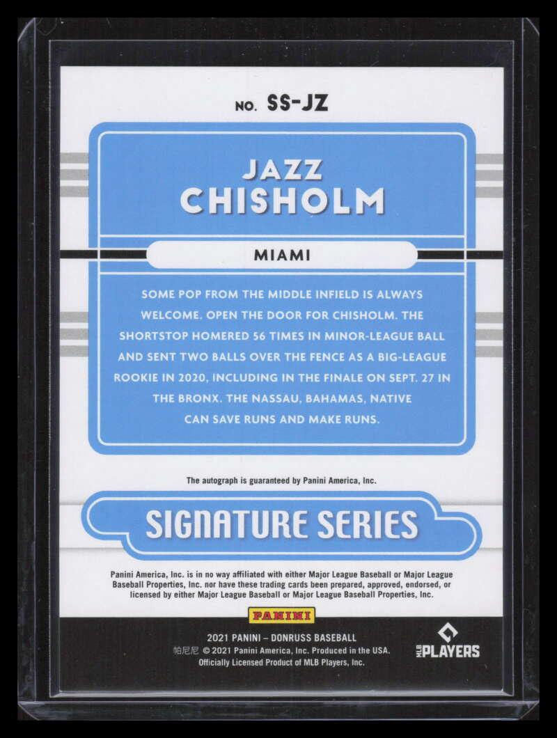 2021 Donruss Signature Series 27 Jazz Chisholm Jr. Rookie Auto