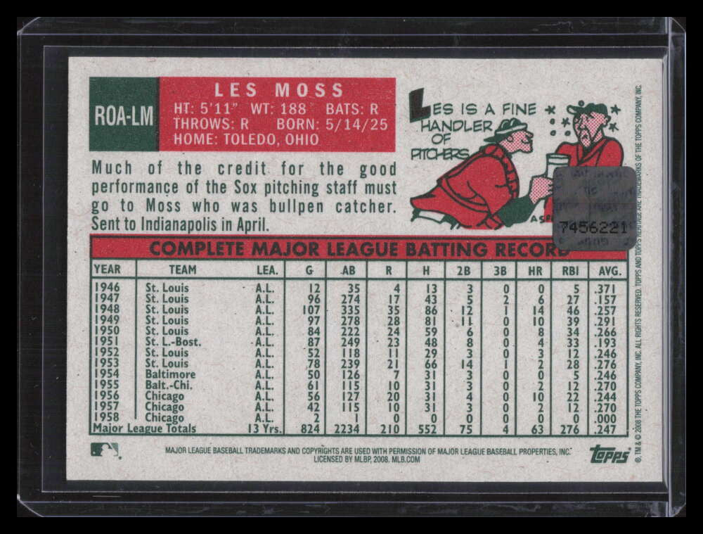 2008 Topps Heritage Real One Autographs LM Les Moss Auto
