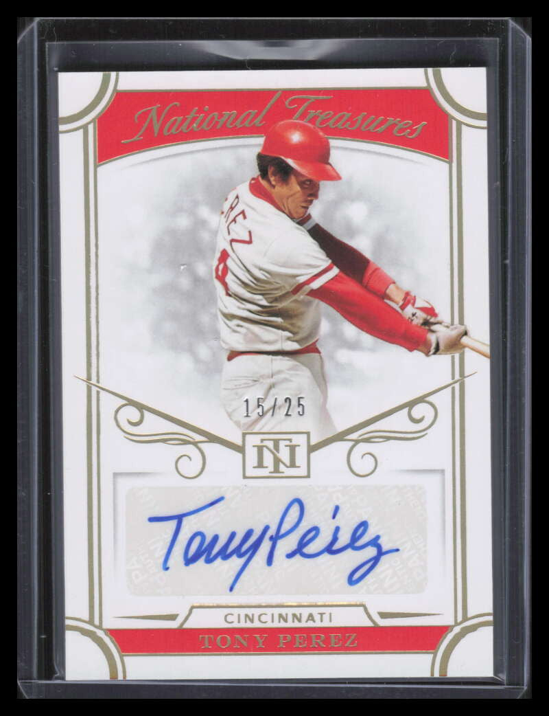 2021 Panini National Treasures Signatures Holo Gold 15 Tony Perez Auto 15/25