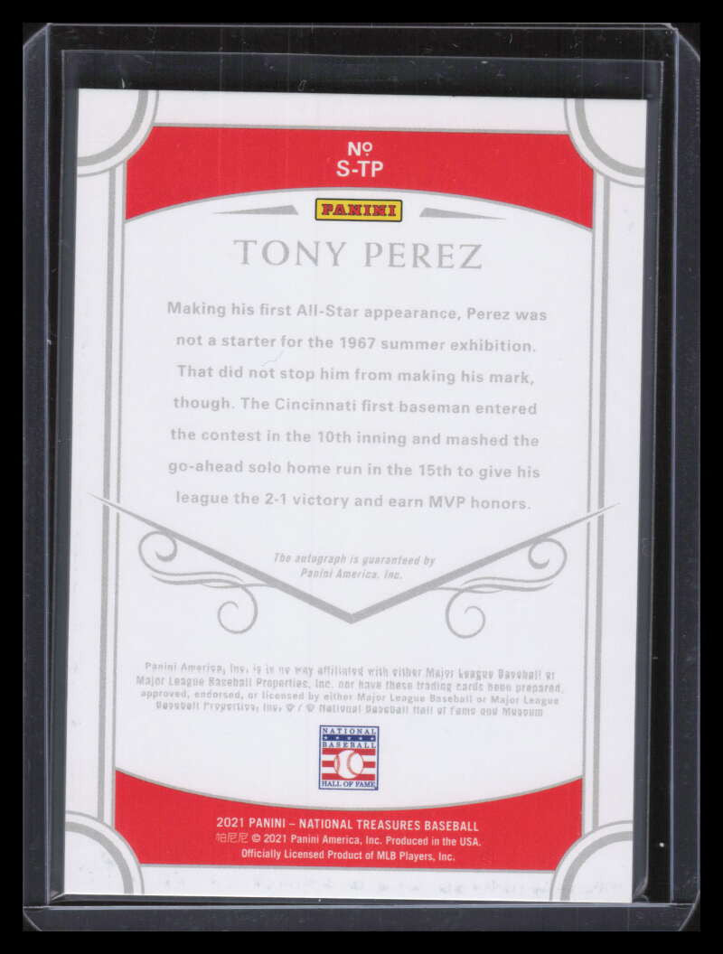 2021 Panini National Treasures Signatures Holo Gold 15 Tony Perez Auto 15/25