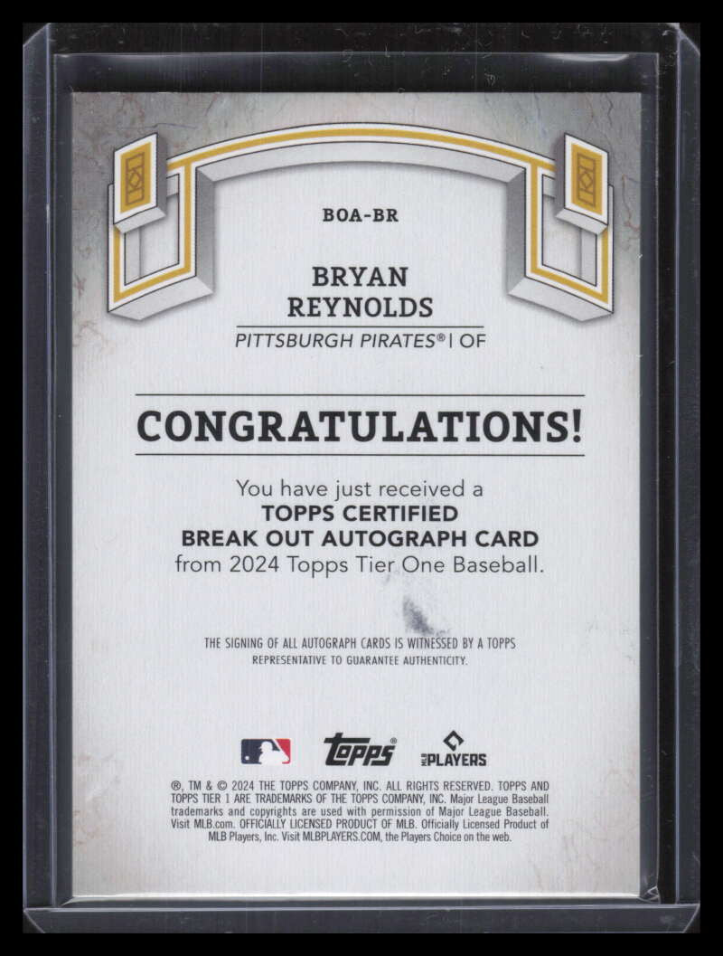 2024 Topps Tier One Break Out Autographs Holo Silver Bryan Reynolds Auto 3/10