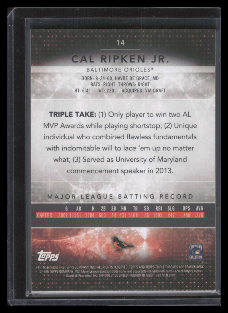DELETE 155318 2015 Topps Triple Threads Emerald 14 Cal Ripken Jr. 22/250