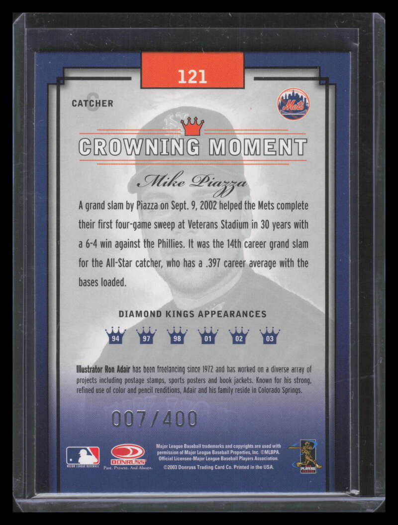 2003 Diamond Kings Silver Foil 121 Mike Piazza 7/400