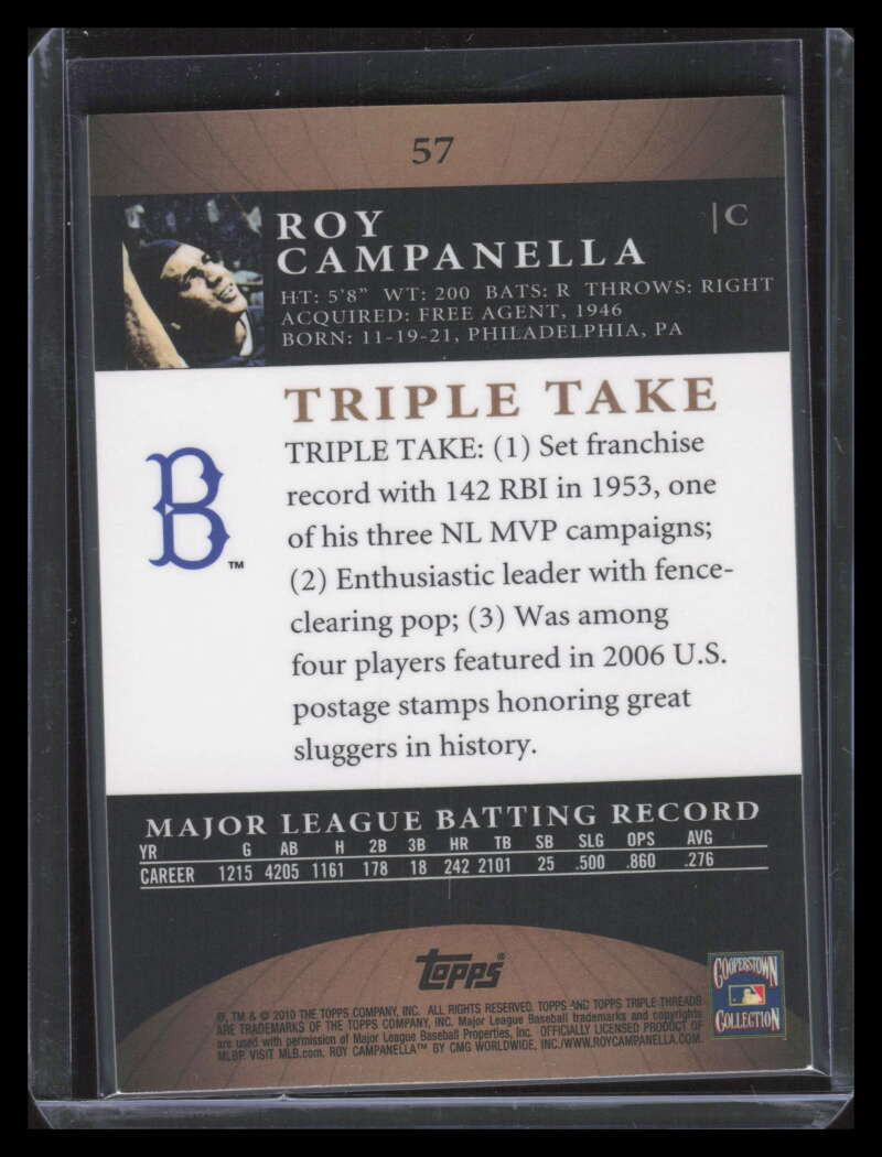 2010 Topps Triple Threads Gold 57 Roy Campanella 62/99