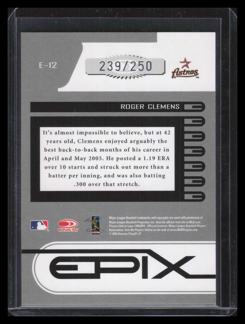 2005 Zenith Epix Orange Moment 12 Roger Clemens 239/250