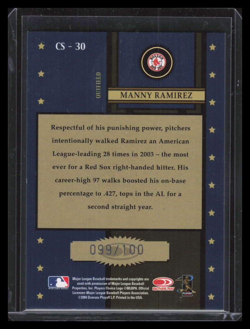SOLD 155362 2004 Throwback Threads Century Stars Spectrum cs30 Manny Ramirez 99/100