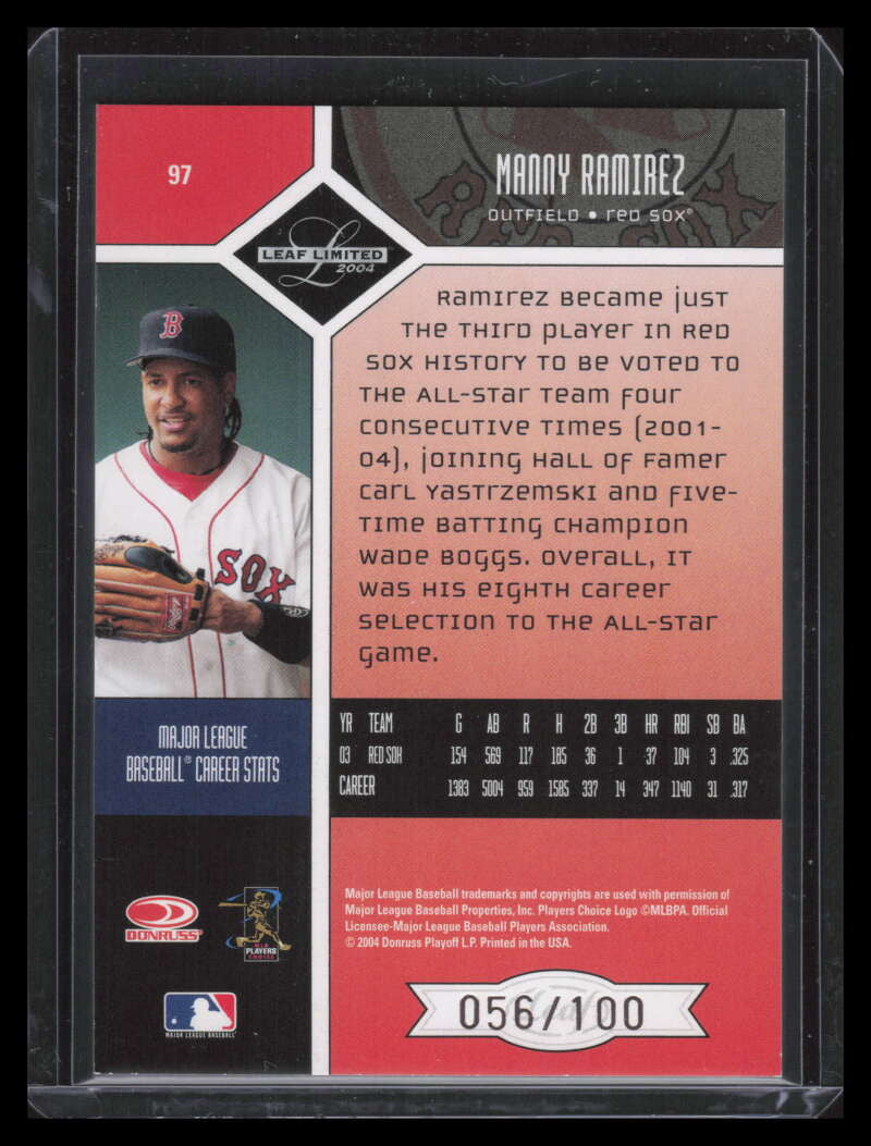 2004 Leaf Limited Bronze Spotlight 97 Manny Ramirez Sox 56/100