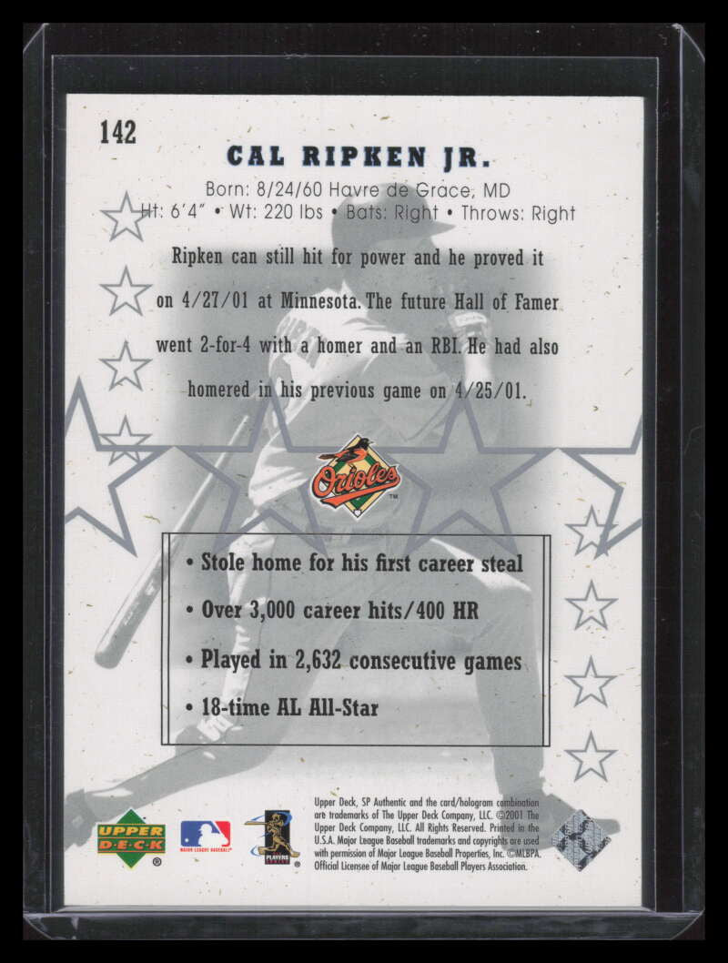 DELETE 155375 2001 SP Authentic 142 Cal Ripken Jr. SS 897/1250 SP Superstars